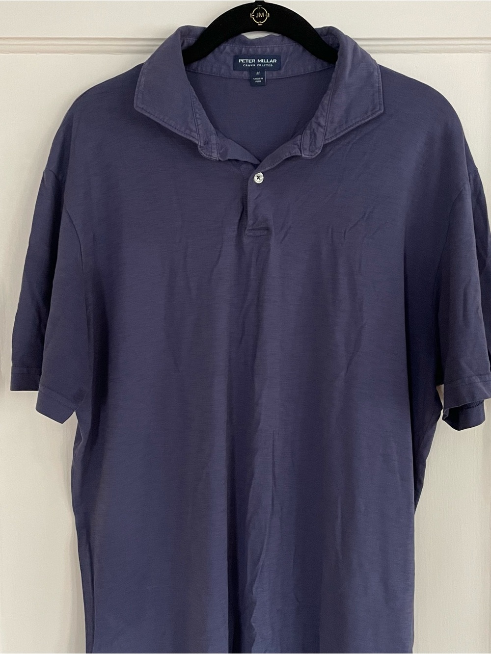Peter Millar Men's Polo Shirt in Deep Navy Blue Cotton Size M